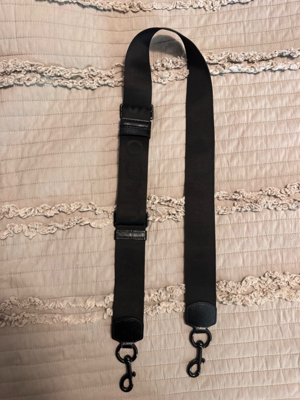 Marc Jacobs Black Adjustable Messenger Strap with Leather Trim